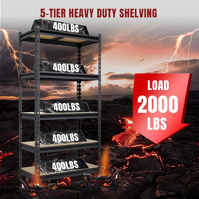 BIG RED 5 Tier Heavy Duty Garage Storage Shelving: Adjustable Metal Utility - Image 7
