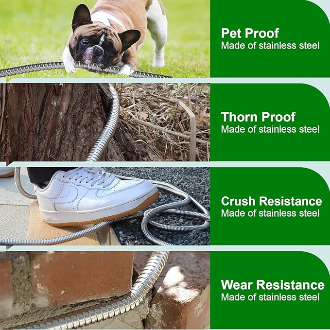 Metal Short Garden Hose 8 ft, Stainless Steel Water Hose Leader, Small Hose - Image 5