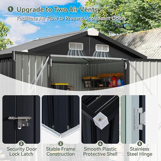Aoxun 6'x4' Outdoor Storage Shed - Image 4