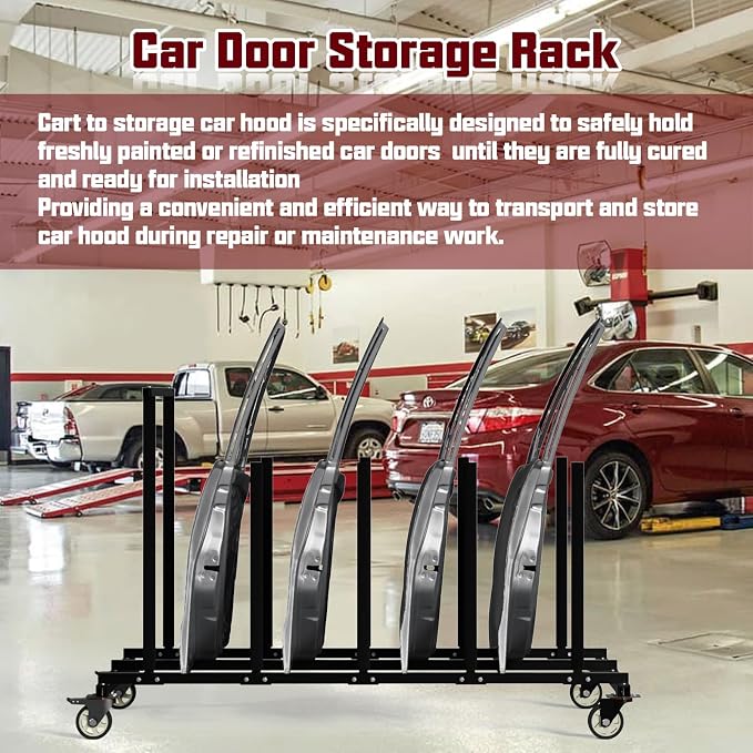 Vehicle Hood Storage Cart, 6 Hood Storage Rack - Image 5