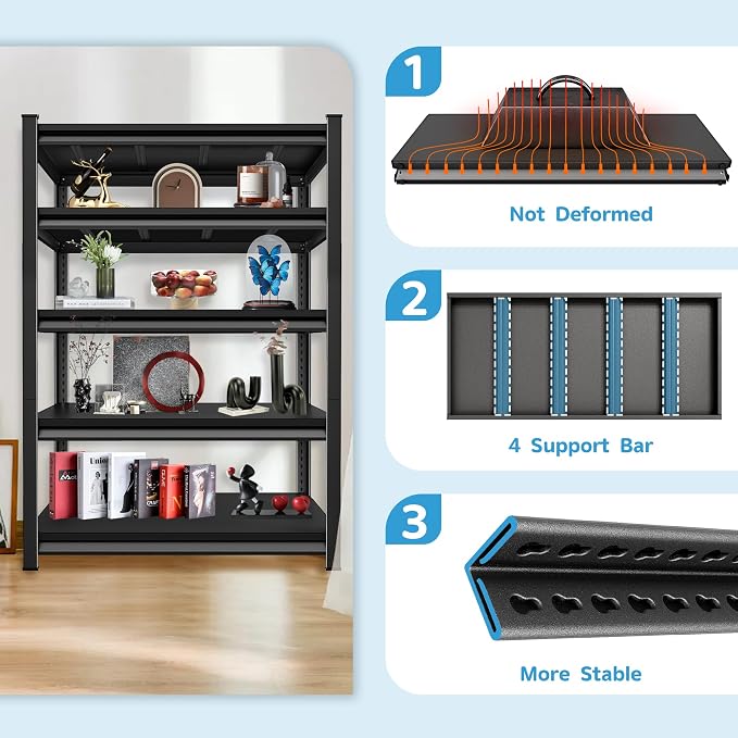3000LBS Garage Storage Shelves Heavy Duty, 5-Tier Garage Shelving Heavy Duty - Image 5