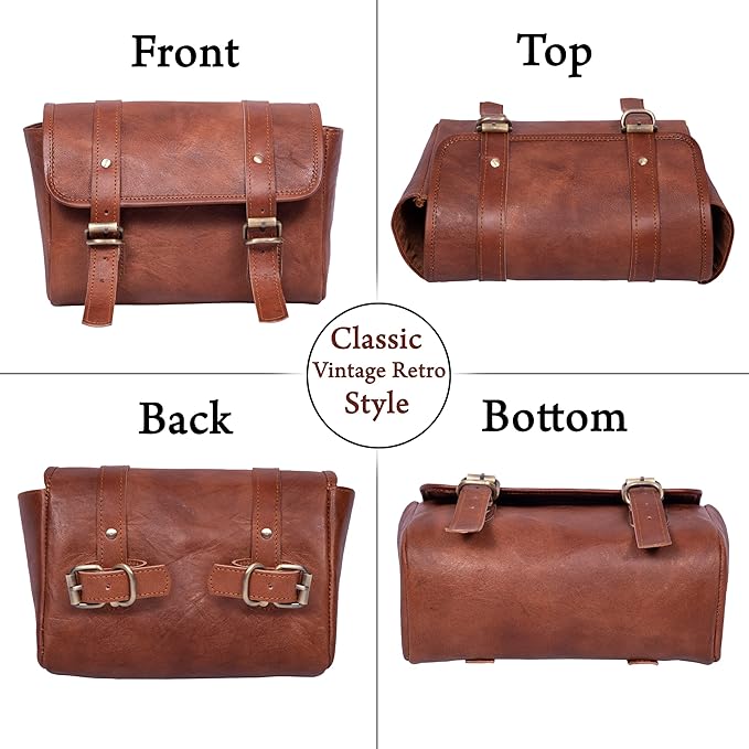 Genuine Leather Large Capacity Saddle Bag - Image 6