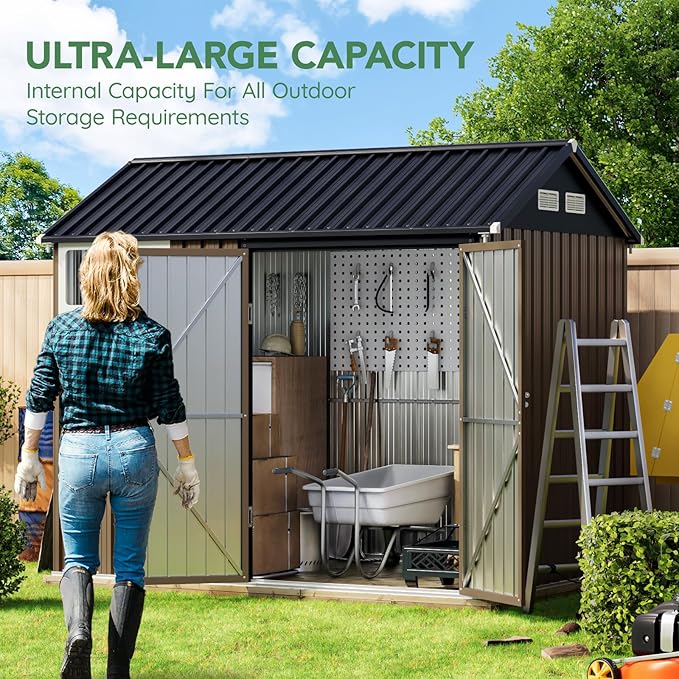 8X6FT Outdoor Steel Storage Shed - Image 5