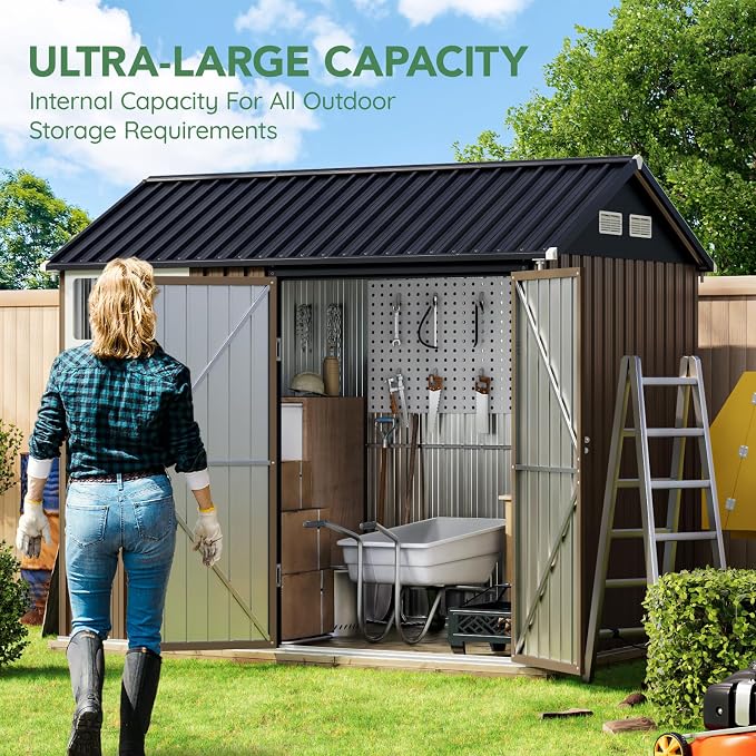 8X6FT Outdoor Steel Storage Shed - Image 4