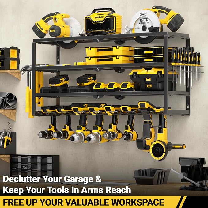 YYR 4 Layer Power Tool Organizer Wall Mount, Cordless Drill Hanger Storage Rack - Image 2