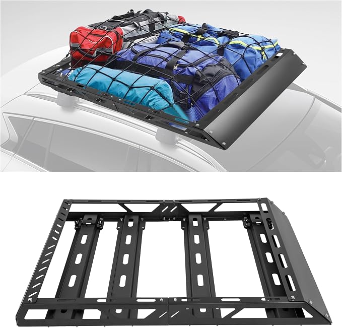 ECOTRIC 50" x 39" x 4.75" Roof Rack Cargo Basket W/Cross Bars Fit by ECOTRIC