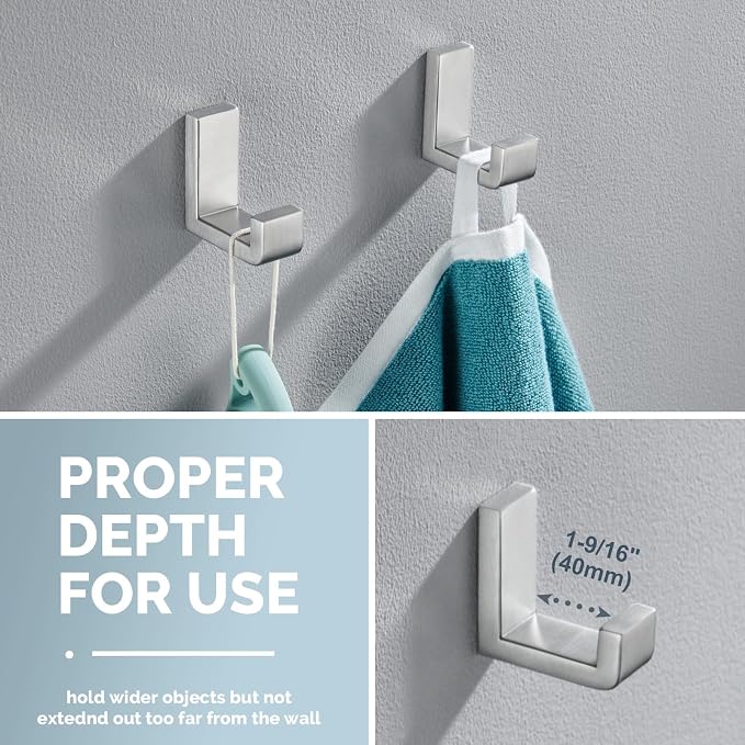 Angle Simple Bathroom Towel Hooks, SUS 304 Stainless Steel Compact Robe Coat - Image 4
