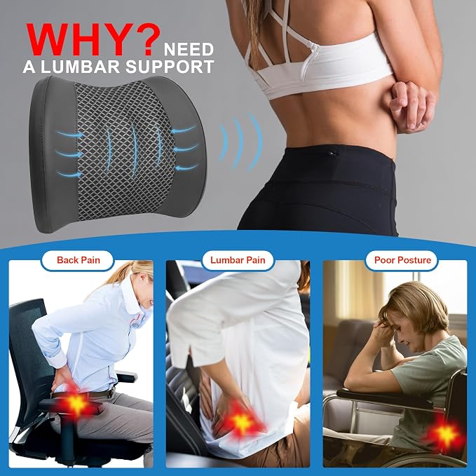 Memory Foam Lumbar Cushion Provides Lower Back Pain Relief and Comfortable - Image 3