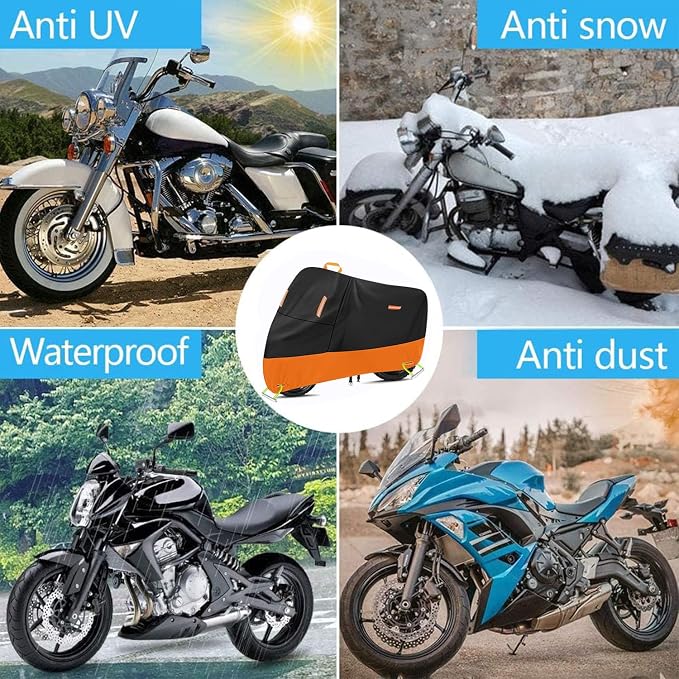Powersports Vehicle Covers Black & Orange Waterproof Motorcycle Cover - Image 7