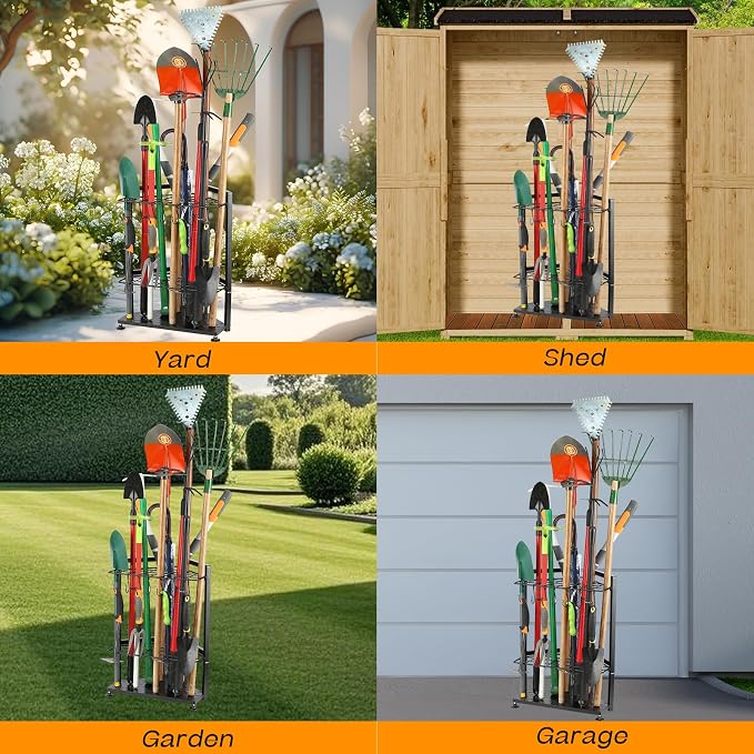 Garden Tool Organizer, Yard Tool Rack Heavy Duty, Free Standing - Image 4
