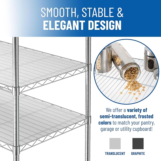 Shelf Liners for Wire Shelf System: Set of 4 in Graphite: 14 x 36 inch: Plastic - Image 6