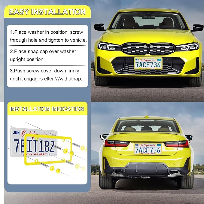 LivTee 4 Holes Stainless Steel License Plate Frames, Automotive Exterior - Image 5