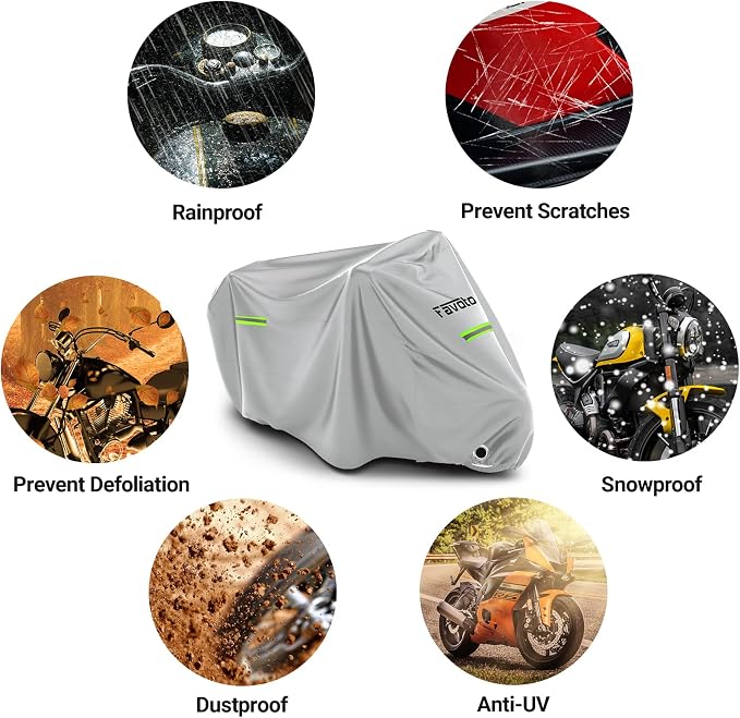 Favoto Motorcycle Cover Universal Heavy Duty Oxford Fabric - Image 7