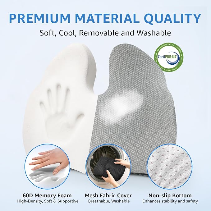 Extra Large Office Chair Cushion, Sciatica & Hip Pain Relief, Booster Pad - Image 5
