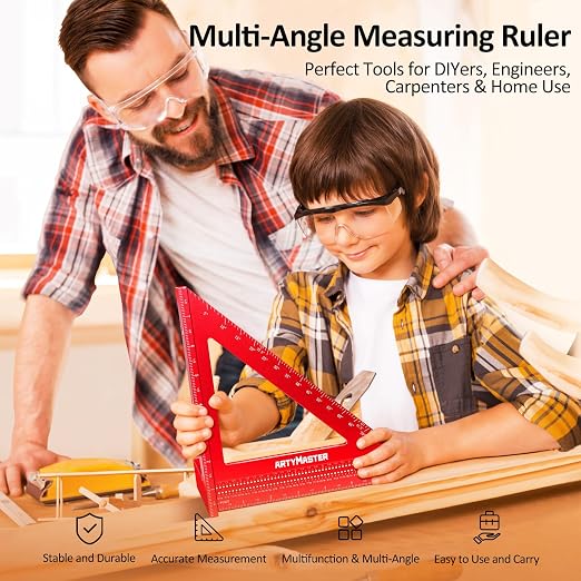 8 inch 3D Multi-Angle Measuring Square Ruler, WT103B High Precision Hole - Image 2