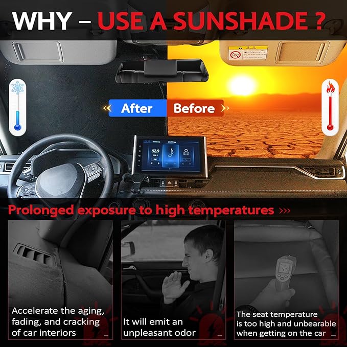 KAYZT Windshield Sun Shade for 2017-2025 2026 Chrysler Pacifica Minivan - Image 3