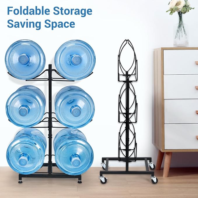 5 Gallon Water Jug Holder with 4 Wheels, Movable Heavy Duty Foldable Water Jug - Image 6
