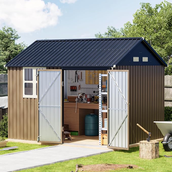 Breezz 8X10FT Outdoor Steel Storage Shed by BreezZ