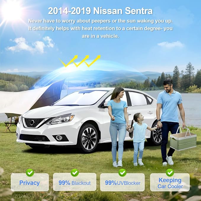 8pcs Car Window Shades for Nissan Sentra 2014-2019 Accessories, Windshield Side - Image 2