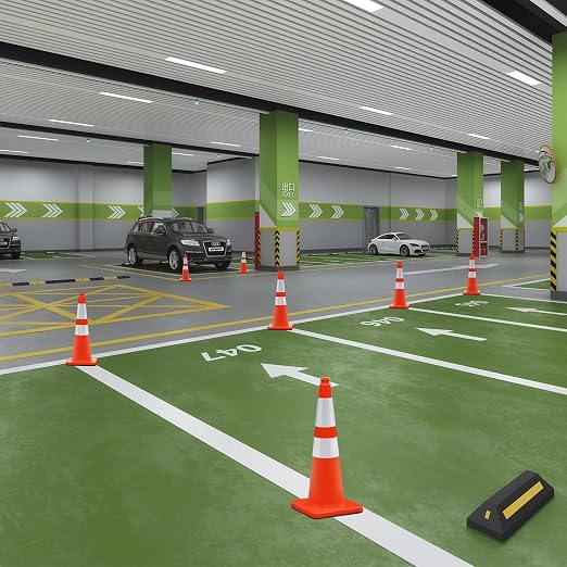 Overall Fluorescent Orange Red Integrated Traffic Cones, Road Cones - Image 6