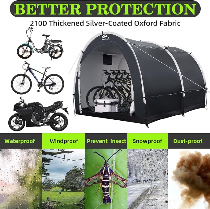 Happy Travel Bike Storage Tent Shed, Outdoor Waterproof Bicycle Covers Shelter - Image 5
