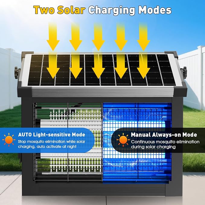 Bug Zapper Outdoor Solar Powered, Zwiran Mosquito Zapper Indoor - Image 5