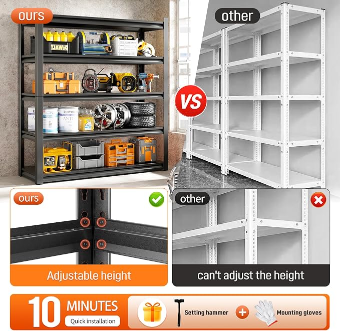 48" W Garage Shelving Unit, Garage Storage Shelves 3000LBS Heavy Duty Shelves - Image 6