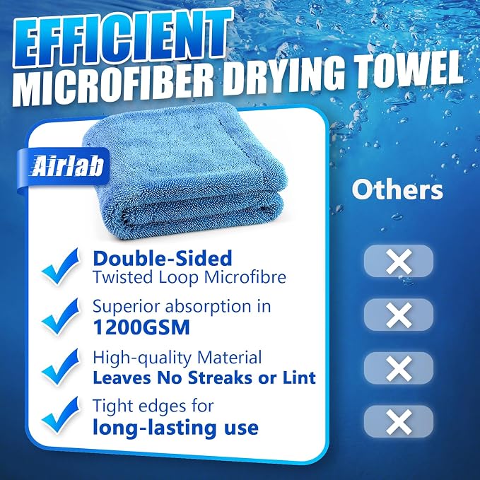Airlab Microfiber Towels for Cars Wash Drying Towel Detailing Cloth, Ultra - Image 4