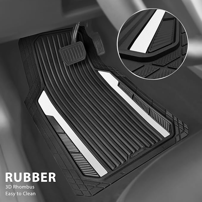 CAR PASS Heavy Duty Rubber Car Mats Metallic, Aluminum Film All Weather Floor - Image 2