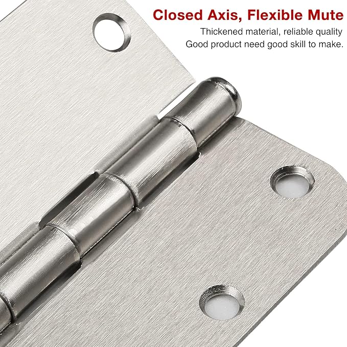 6 Pack Rounded Brushed Nickel Door Hinges 3.5 x 3-1/2" Inch, 5/8" Radius - Image 5