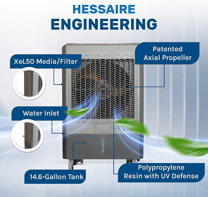 Hessaire MC61M 5, 300 CFM 3-Speed Portable Evaporative Cooler - Image 7