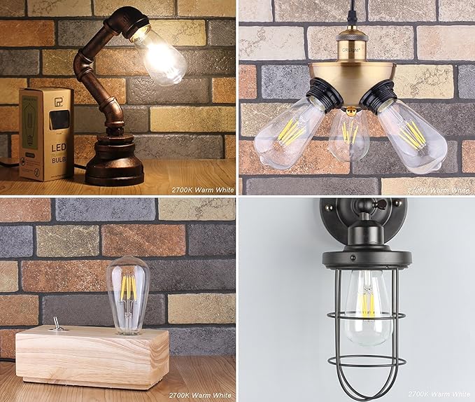 LED Edison Bulb 4W, Antique 40W Vintage Edison Bulb, E26 Light Bulb Non - Image 6