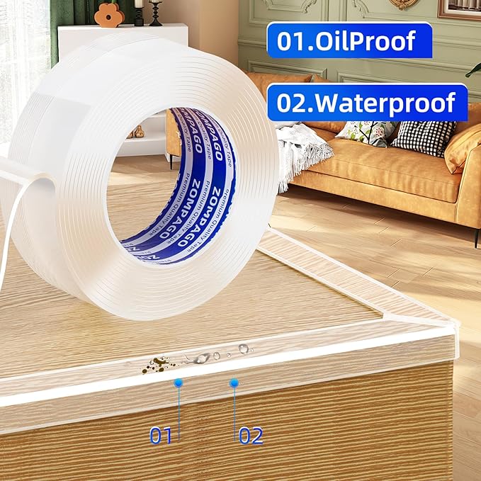 Clear Soft Corner Protectors for Furniture Strip, 0.8in x9.84FT, 2 Roll - Image 6