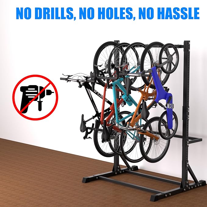 5 Bike Storage Rack, Freestanding Vertical Bicycle Stand - Image 3