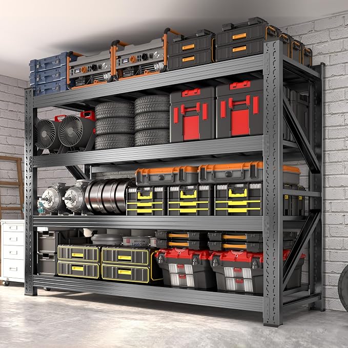 Metal Garage Shelving Unit, Heavy Duty 4-Tier Adjustable Storage Rack, 6000 LBS by Koestem