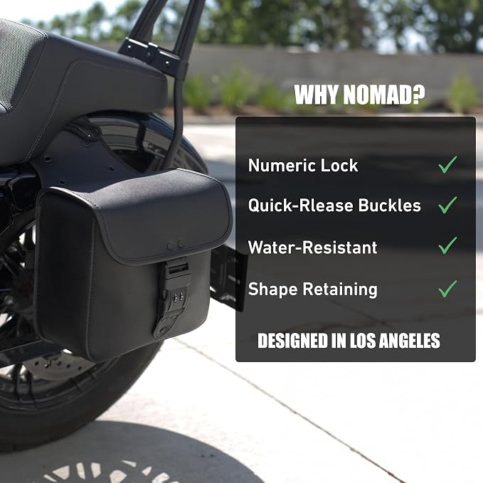 Nomad Leather Motorcycle Saddlebags Quick-Easy Universal Fit Throw Over Saddle - Image 6