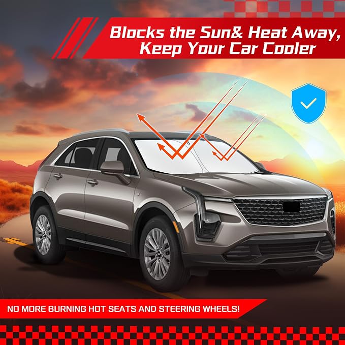 ARISMOTOR Windshield Sun Shade for Cadillac XT4 2019-2025, Custom Fit Foldable - Image 7
