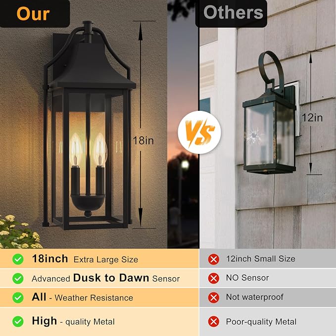  Outdoor Wall Sconce Fixture, Dusk to Dawn Patio Lights Waterproof - Image 3