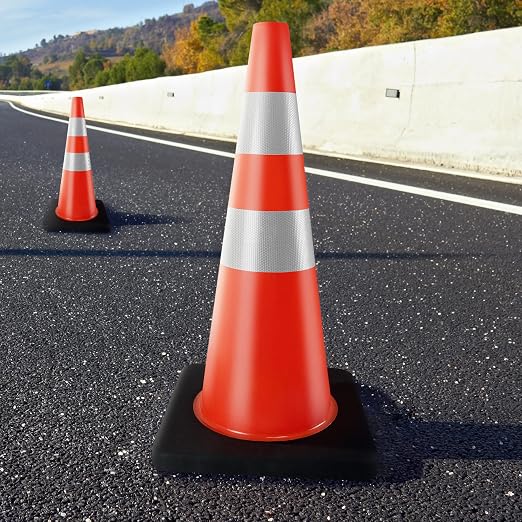 Traffic Cones 28 inch Orange 8 Pack Heavy Duty Safety Cones - Image 4