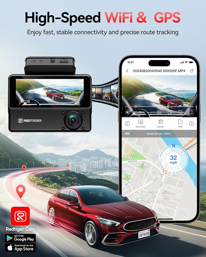 REDTIGER 530° Dash Cam 3 Channel, 2.5K+2.5K+1080P Triple Car Camera - Image 6