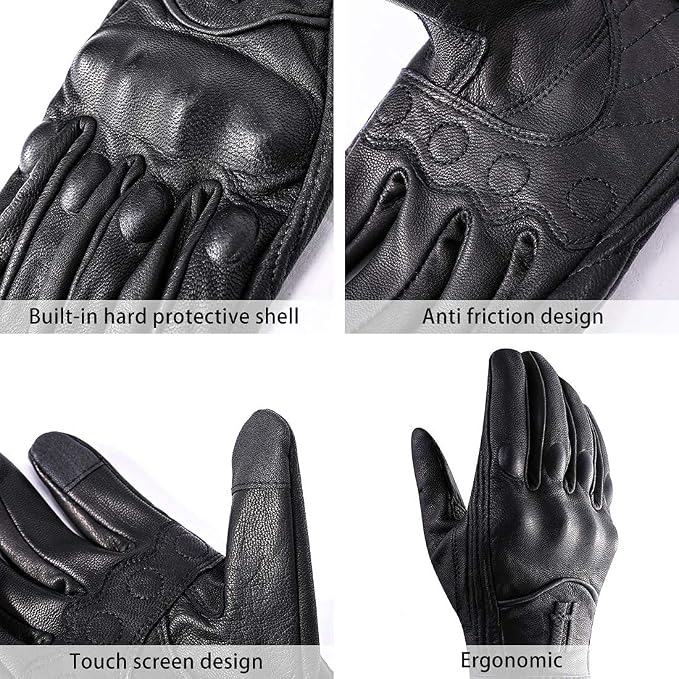 Harssidanzar Leather Motorcycle Gloves - Image 2
