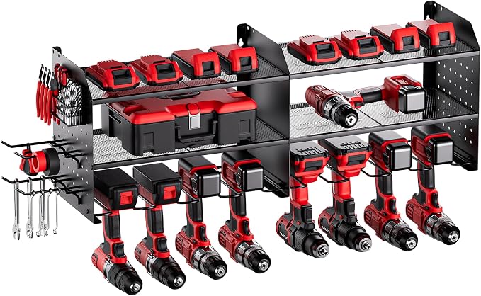 TRZZ 2-in-1 Power Tool Organizer Wall Mount, 3-Layer Drill Holder by TRZZ