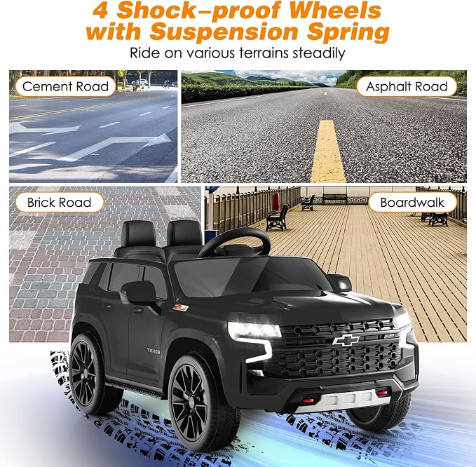 HONEY JOY Ride On Truck, 12V Licensed Chevrolet Tahoe, Chevy Electric Vehicle - Image 3