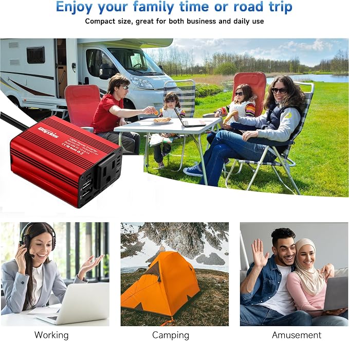 150W Power Inverter 12v to 110v Car Adapter Outlet to Wall Plug - Image 2