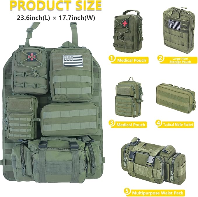 Universal Tactical Seat ​Back Organizer Vehicle Molle Panel Organizer Storage - Image 4