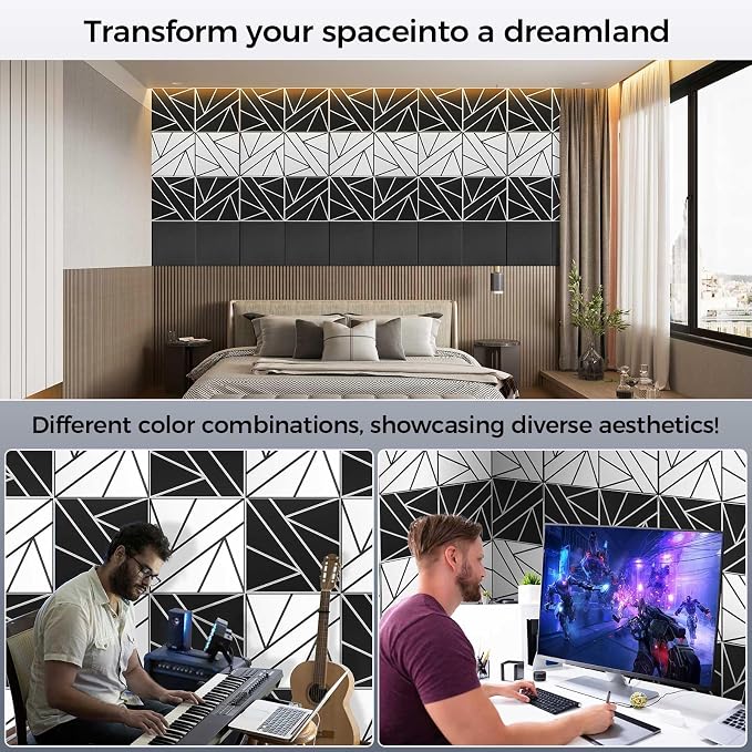 8 Pack 2-Layer Soundproof Wall Panels, 1.2lb/ft* High Density, Thicker 0.43 in - Image 5