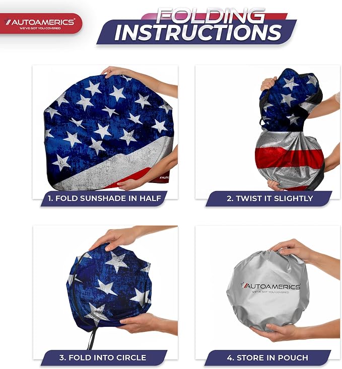 Autoamerics 1-Piece Windshield Sun Shade Grunge American Flag - Image 8
