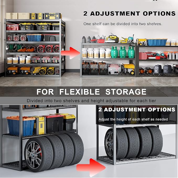 6 Tier Garage Shelving Heavy Duty, Commercial Metal Shelves - Image 4
