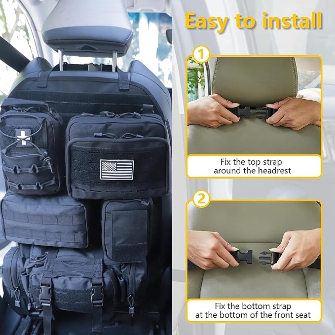 Universal Tactical Seat ​Back Organizer Vehicle Molle Panel Organizer Storage - Image 4