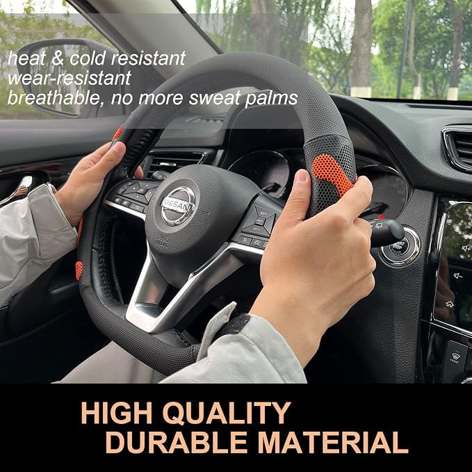 PINCTROT D Shaped Comfy Grip Steering Wheel Cover, Anti-Slip Design, Flat - Image 3